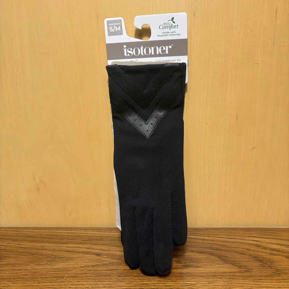 Isotoner Women's Black SmartTouch SmartDri Gloves Size S/M New*